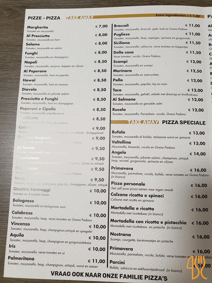Pizzeria Da Angelo Carte