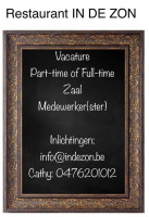 Herberg In De Zon menu