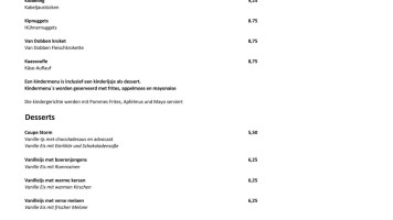 Cafe 'storm' Bruinisse Carte