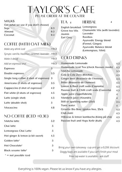 Taylor's Café Carta