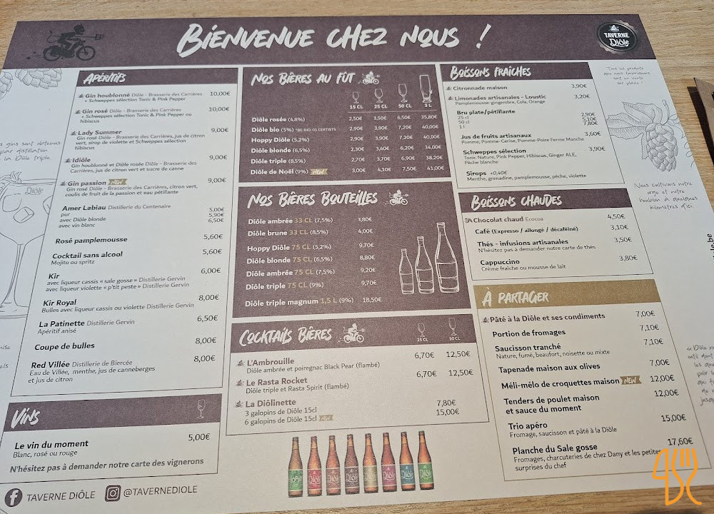 Taverne Diôle Carte