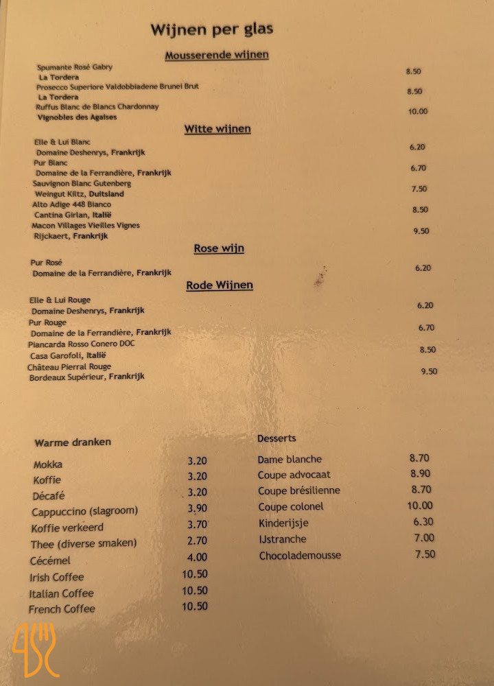 D'hoeve Speisekarte