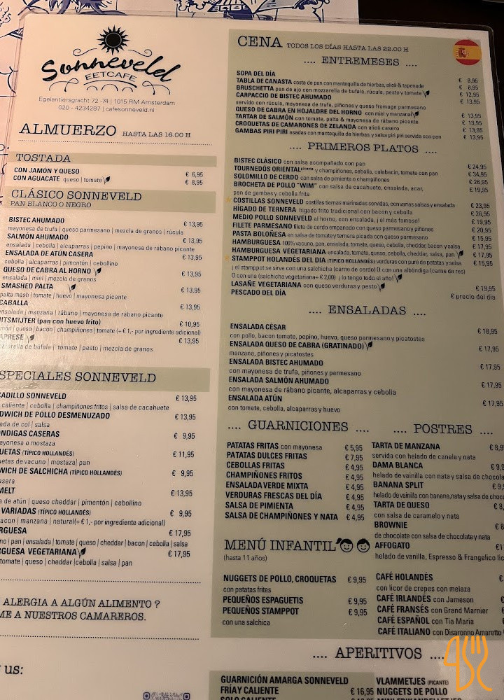 Café Sonneveld Carte