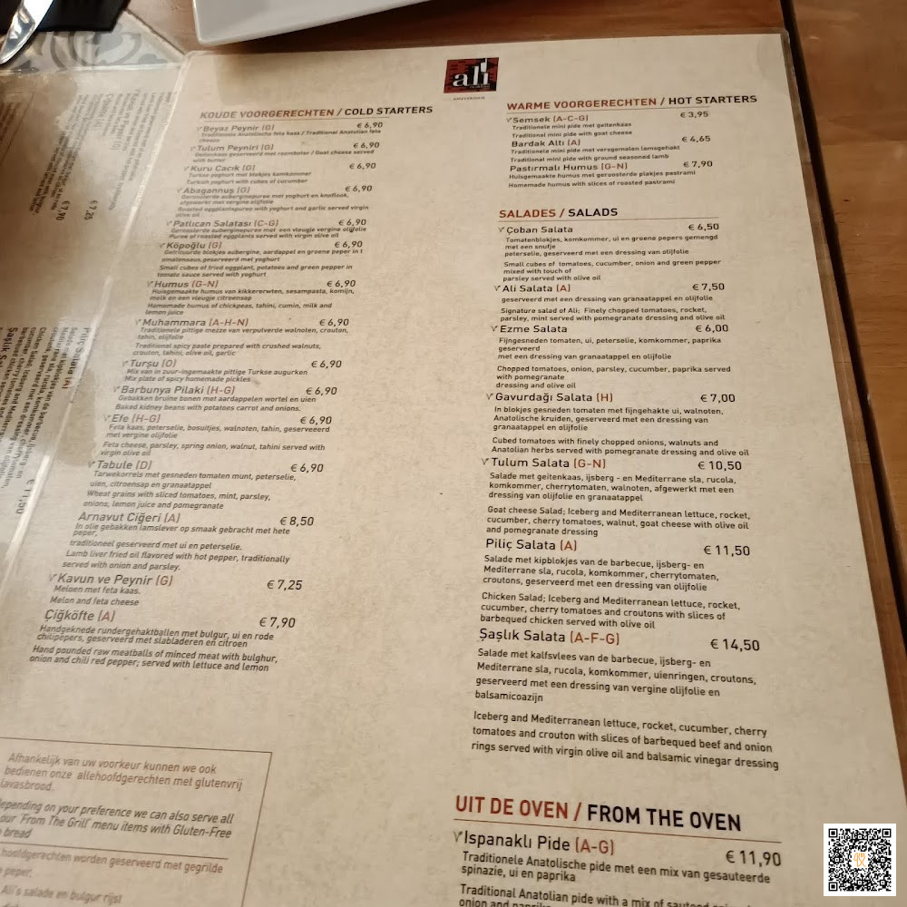 Ali Ocakbaşı Carte