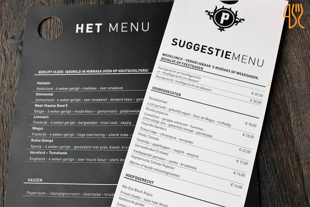 Popelier Speisekarte