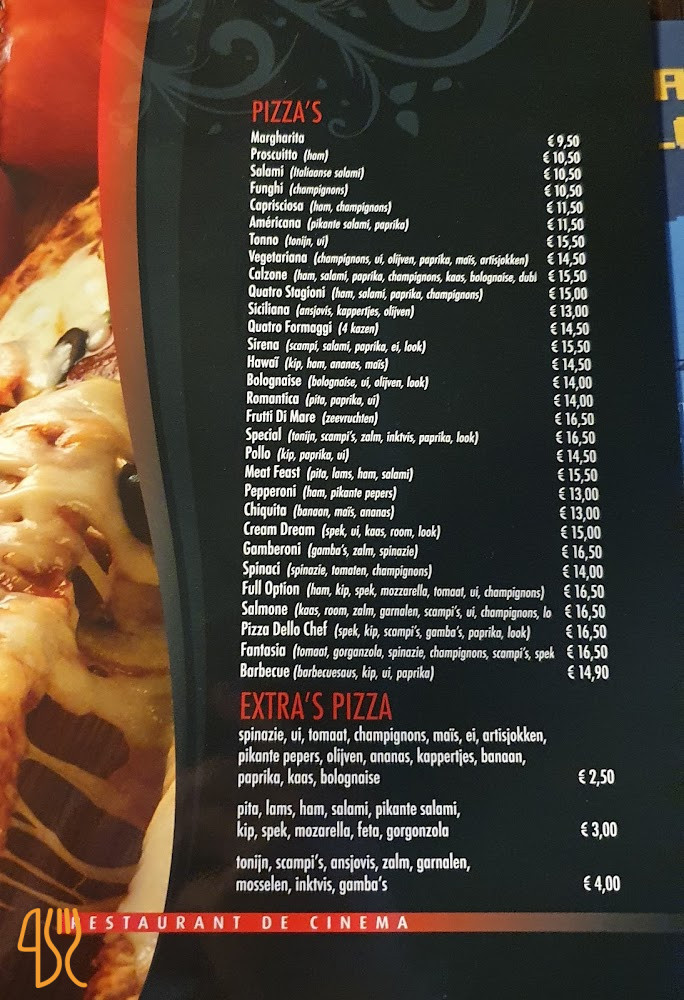 De Cinema Speisekarte