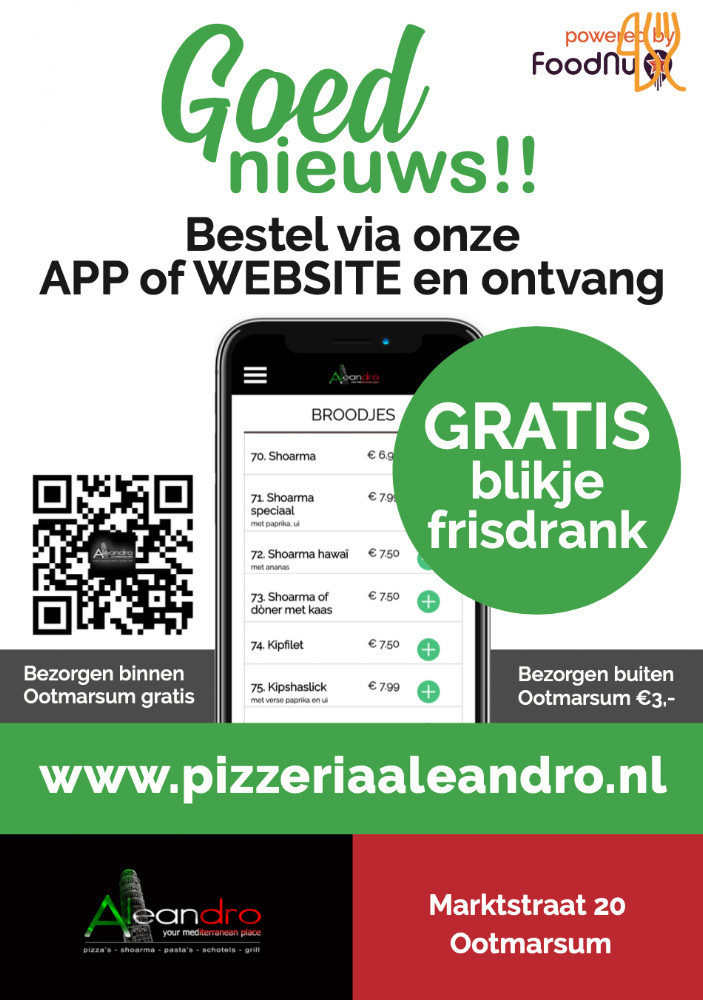 Pizzeria Aleandro: Bestel Via Pizzeriaaleandro.nl Meniu