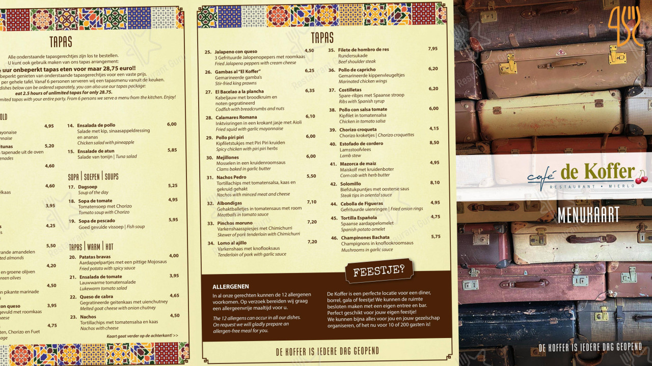 Café De Koffer Carte