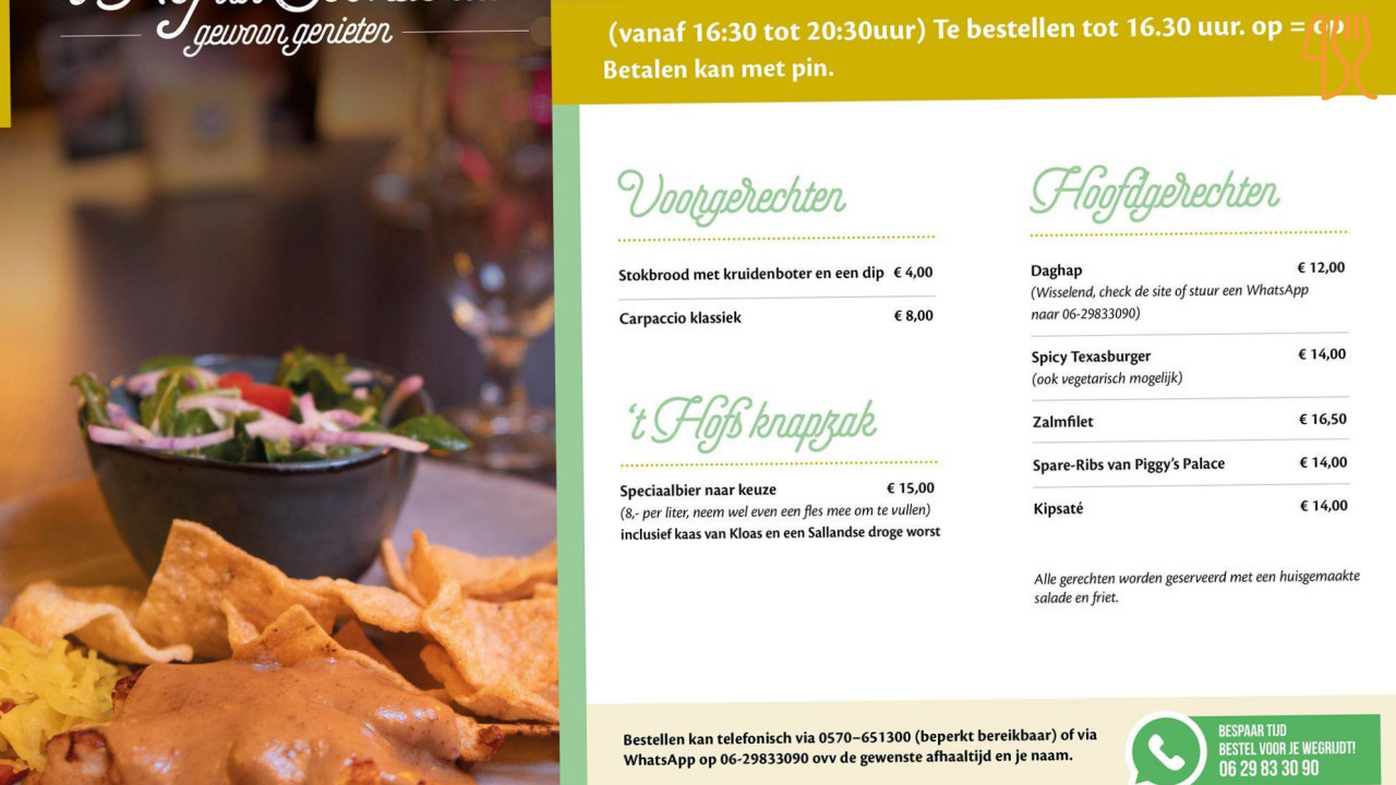 't Hof Van Colmschate Speisekarte