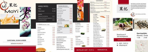 Moyi Cafetaria, Sushi Meer menu