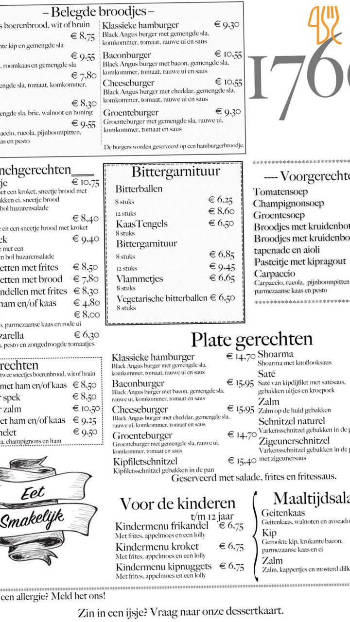 Pannenkoekenhuis 1760 Carte