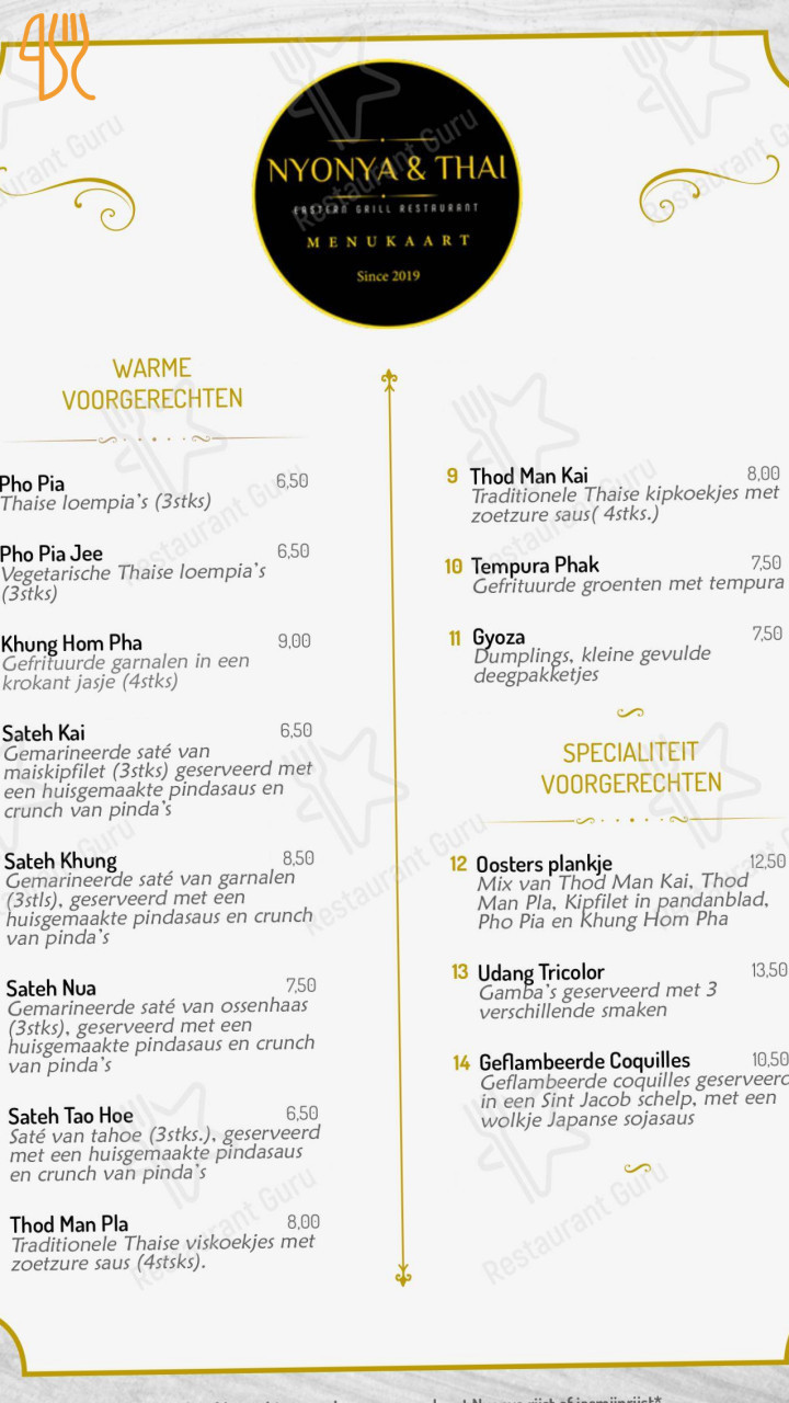 Nyonya Thai Eastern Grill Carta