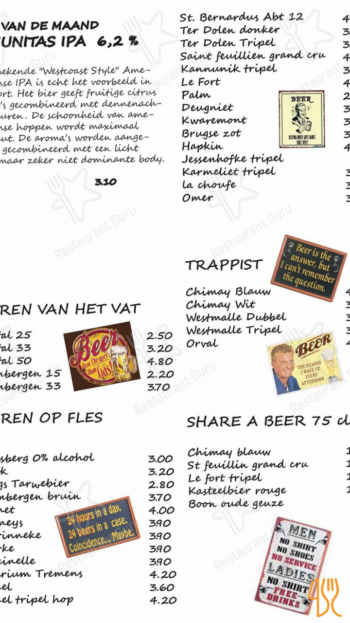 Den Ateljee Speisekarte