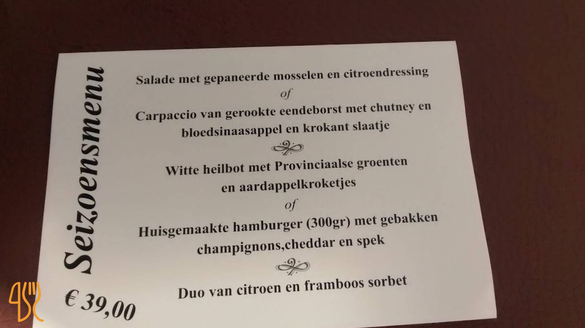 Brasserie De Nieuwe Bosrand Speisekarte