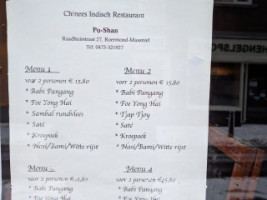 Chinees Indisch Po-shan Roermond menu