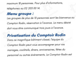 Comptoir Rodin menu