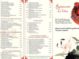 La Chine menu