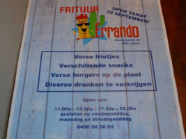 Frituur Errando menu