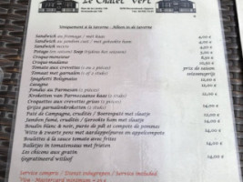 Le Chalet Vert menu