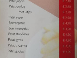 Cafetaria 'de Schout ' menu