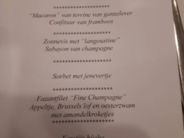 De Sterre menu