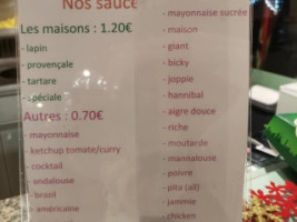 Ô 'bel Frites menu