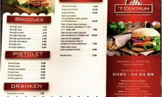 Cafetaria 't Centrum menu