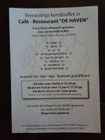 Zaal 'De Haven' Schoonoord menu