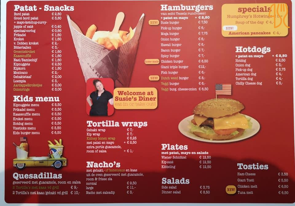 Susie's Diner The Pickup Carte