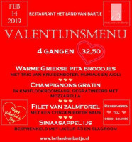 Restaurant Het Land Van Bartje menu