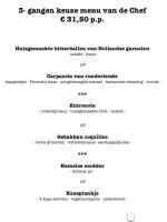 De Jonker menu