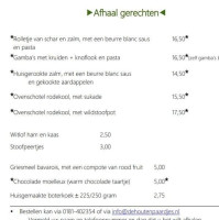 De Houten Paardjes, menu