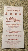 ChineesIndisch Kota Radja menu