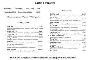 Chanena Thai menu