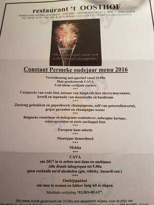 't Oosthof Speisekarte