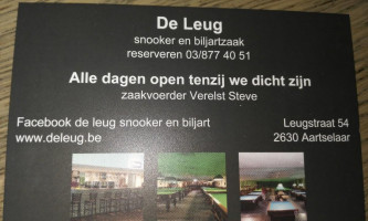 De Leug Snooker En Biljart menu